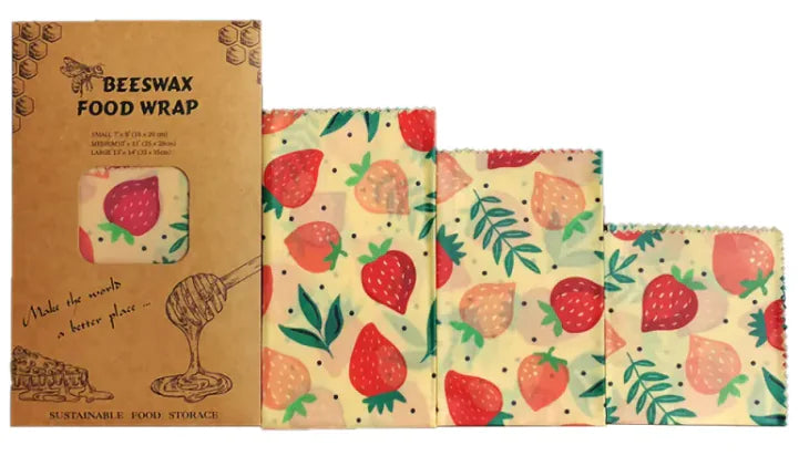 Reusable Beeswax Food Wraps (3-Pack) – Eco-Friendly, Plastic-Free Food Storage