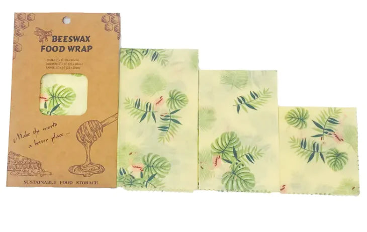 Reusable Beeswax Food Wraps (3-Pack) – Eco-Friendly, Plastic-Free Food Storage