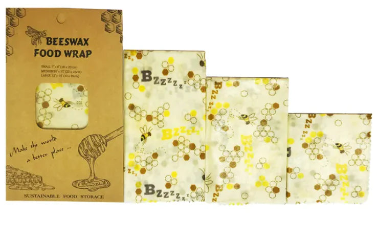 Reusable Beeswax Food Wraps (3-Pack) – Eco-Friendly, Plastic-Free Food Storage