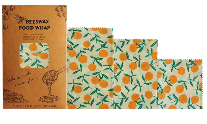 Reusable Beeswax Food Wraps (3-Pack) – Eco-Friendly, Plastic-Free Food Storage