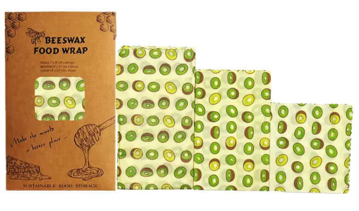 Reusable Beeswax Food Wraps (3-Pack) – Eco-Friendly, Plastic-Free Food Storage