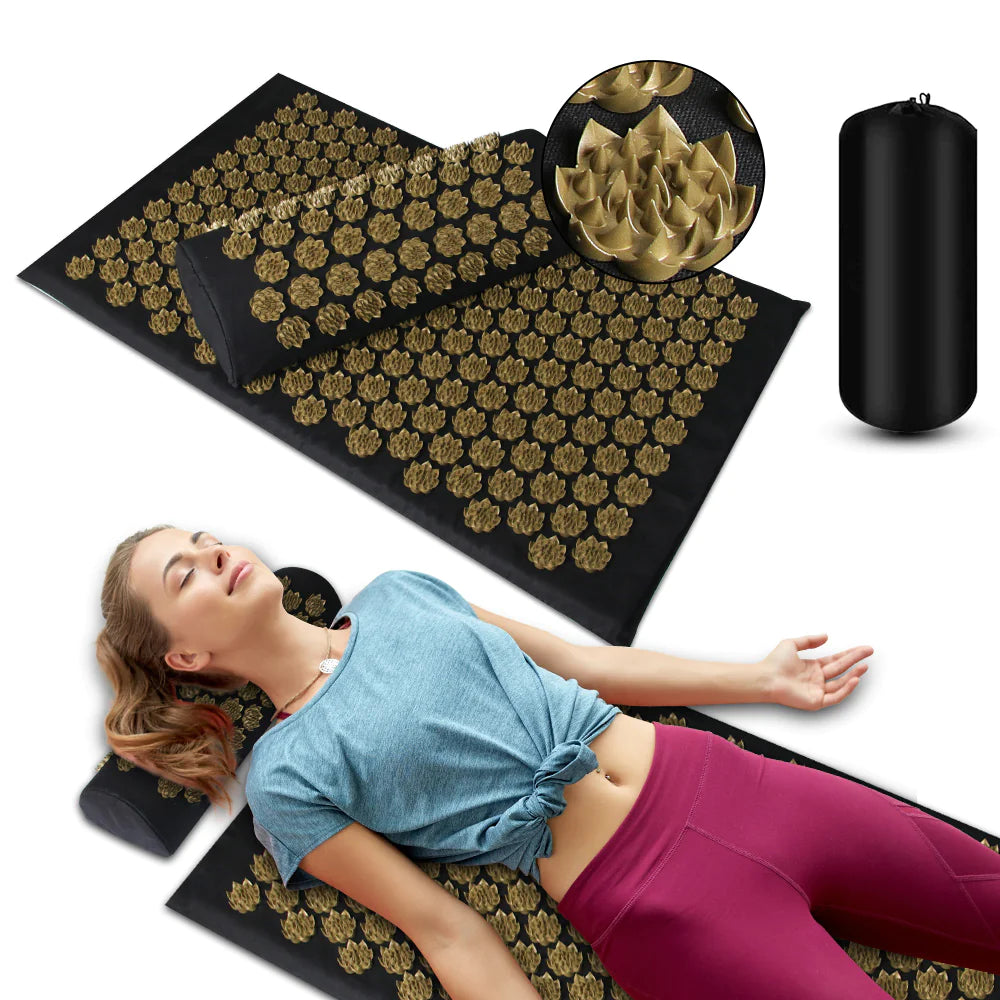 Premium Acupressure Mat & Pillow Set – Deep Relaxation for Back & Neck (ABS Spikes, High-Density Foam)