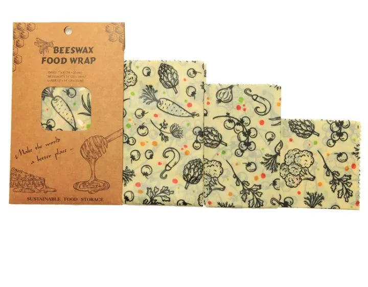 Reusable Beeswax Food Wraps (3-Pack) – Eco-Friendly, Plastic-Free Food Storage