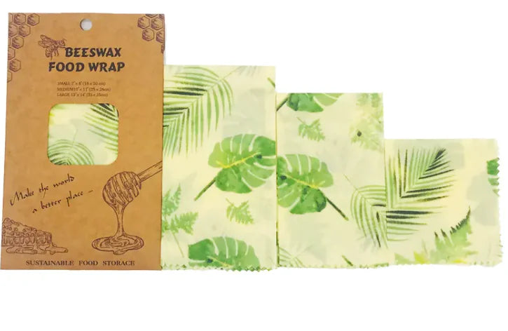 Reusable Beeswax Food Wraps (3-Pack) – Eco-Friendly, Plastic-Free Food Storage