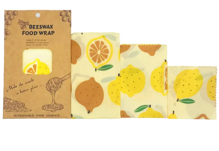 Reusable Beeswax Food Wraps (3-Pack) – Eco-Friendly, Plastic-Free Food Storage