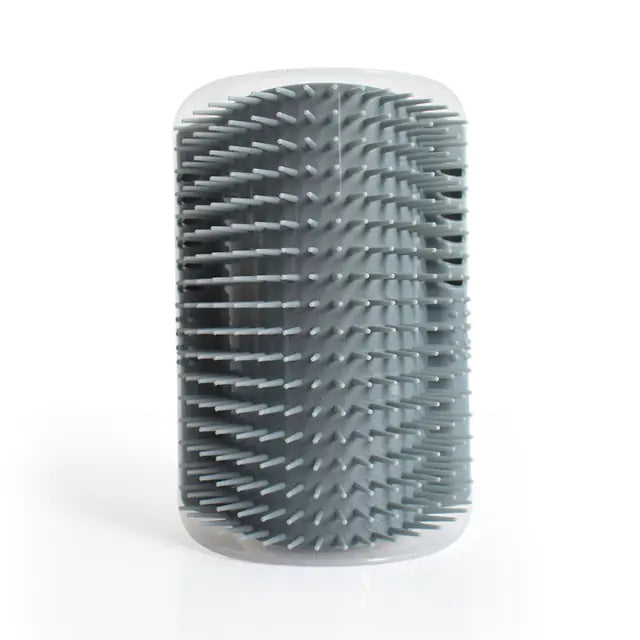 Cat Self Groomer with Catnip – Corner Wall Massage Brush (Adhesive + Screws)