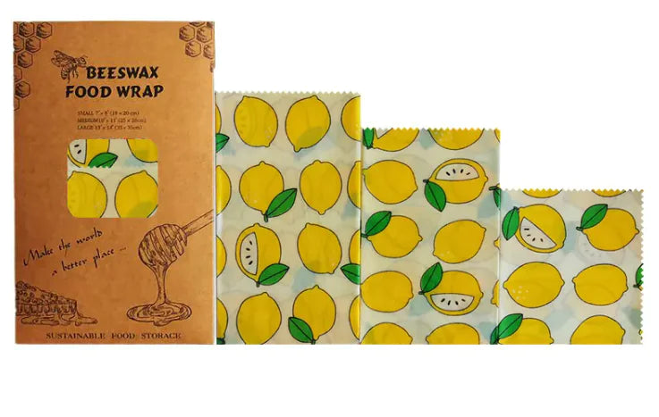 Reusable Beeswax Food Wraps (3-Pack) – Eco-Friendly, Plastic-Free Food Storage