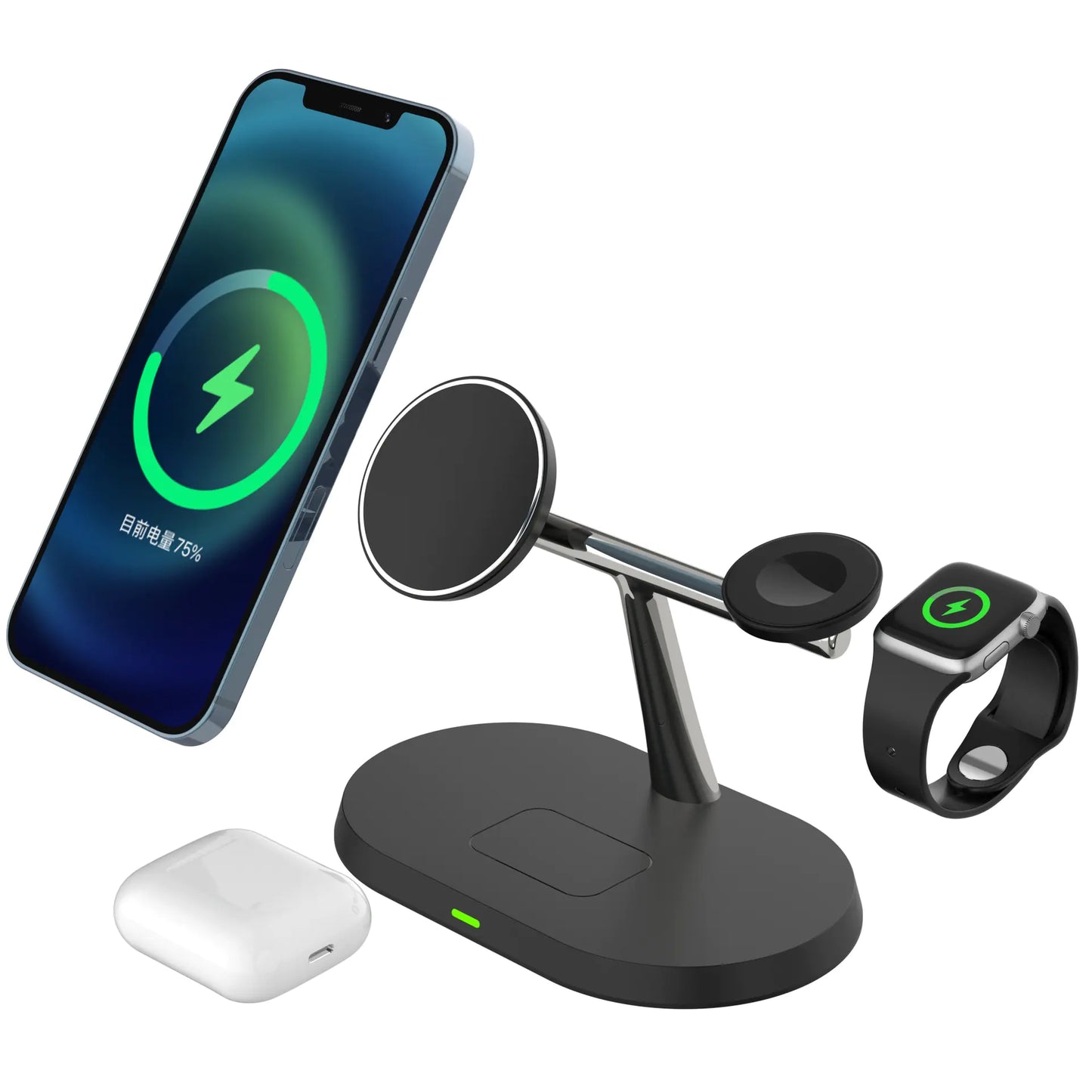 3-in-1 Wireless Charging Dock – Fast Charging Stand for Phone, Watch & Earbuds