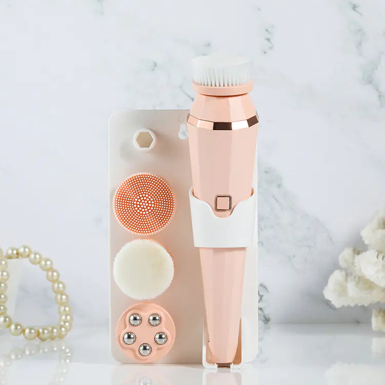 4-in-1 Electric Facial Cleansing Brush (USB) – 4 Interchangeable Heads, 2-Speed, Deep-Clean Exfoliation