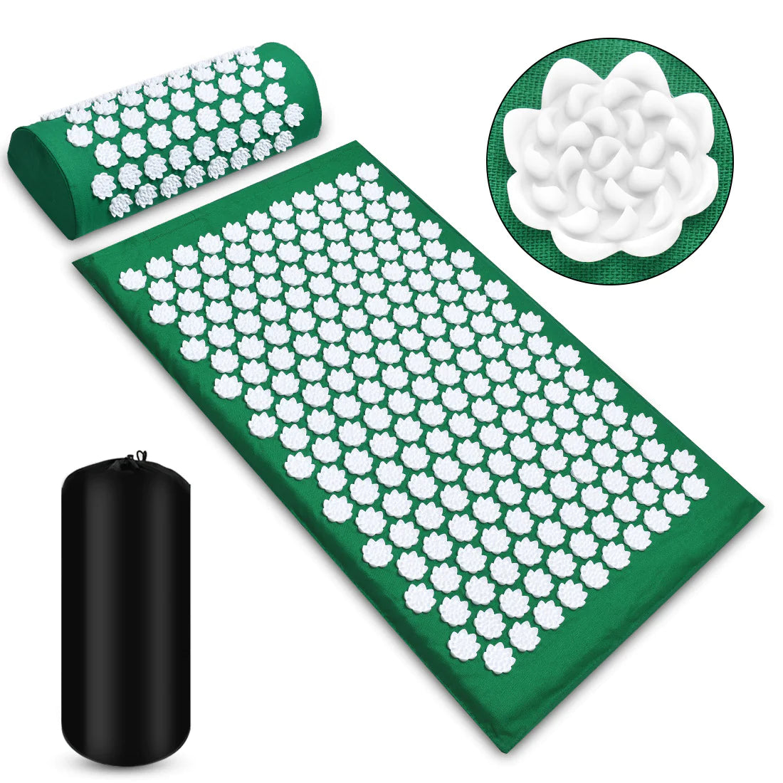 Premium Acupressure Mat & Pillow Set – Deep Relaxation for Back & Neck (ABS Spikes, High-Density Foam)