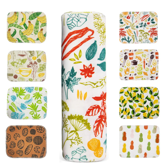 Geococious Reusable Paper Towels – 12-Pack Paperless Kitchen Roll (Mixed Prints)