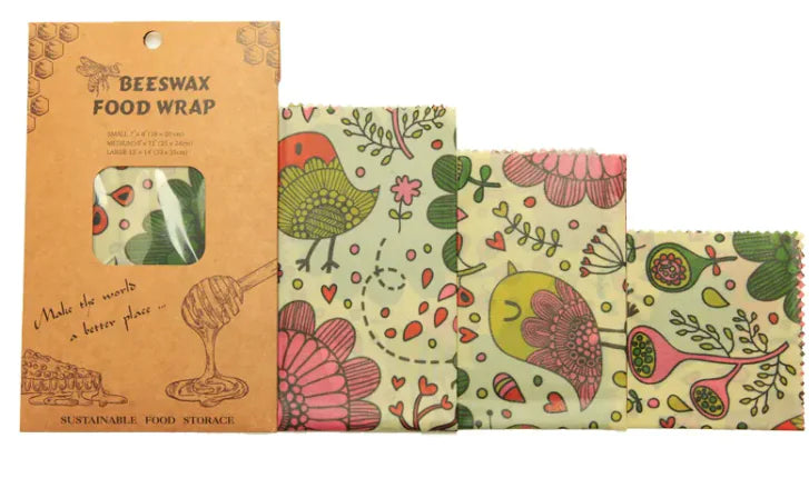 Reusable Beeswax Food Wraps (3-Pack) – Eco-Friendly, Plastic-Free Food Storage