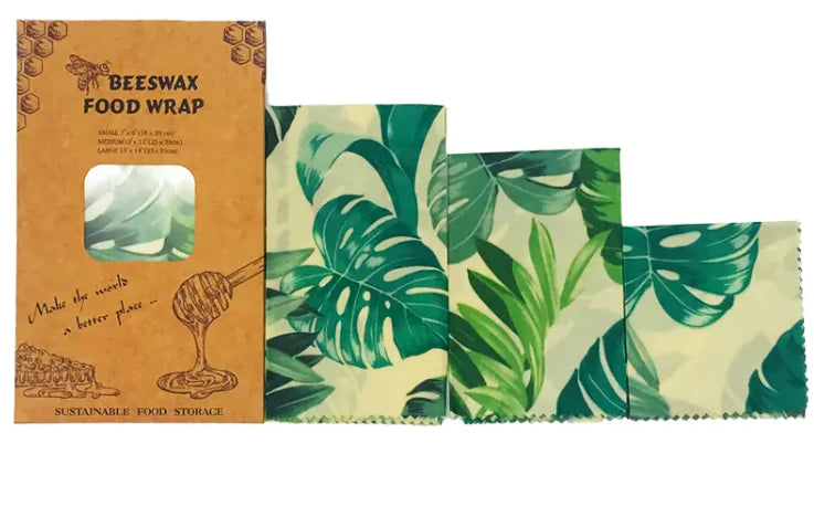 Reusable Beeswax Food Wraps (3-Pack) – Eco-Friendly, Plastic-Free Food Storage