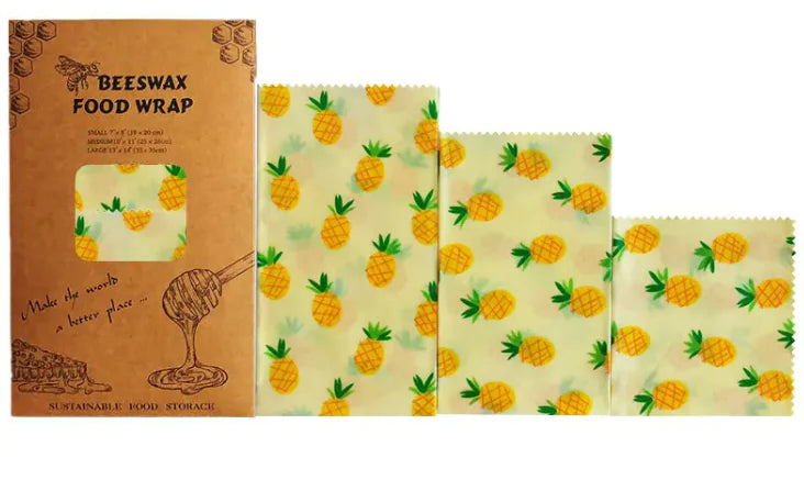 Reusable Beeswax Food Wraps (3-Pack) – Eco-Friendly, Plastic-Free Food Storage
