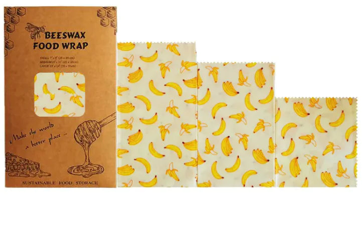 Reusable Beeswax Food Wraps (3-Pack) – Eco-Friendly, Plastic-Free Food Storage
