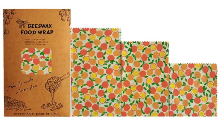 Reusable Beeswax Food Wraps (3-Pack) – Eco-Friendly, Plastic-Free Food Storage