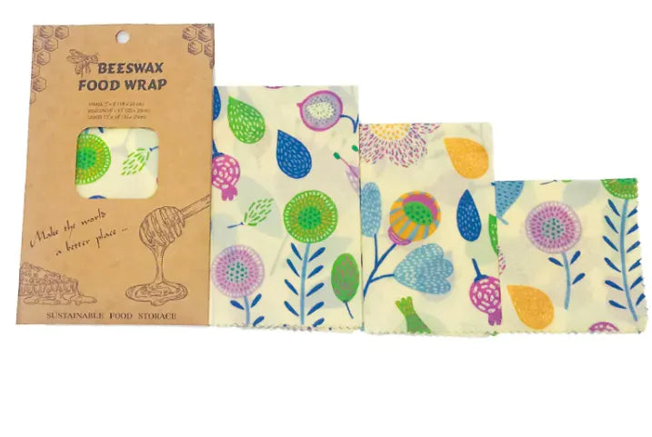 Reusable Beeswax Food Wraps (3-Pack) – Eco-Friendly, Plastic-Free Food Storage